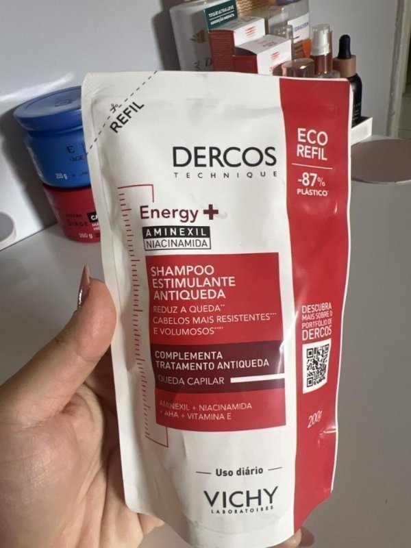 Vichy Dercos Energy+, Refil Shampoo Estimulante, Tratamento Antiqueda 200g