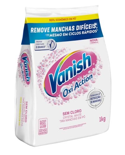 Tira Manchas Vanish em Pó Crystal White Oxi Action para roupas brancas Refil Econômico 1kg