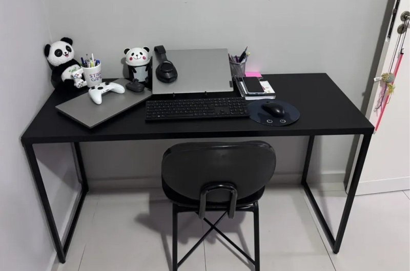 Mesa Office 1,20m Dynamica Cor Preto Ônix / Est.Preta