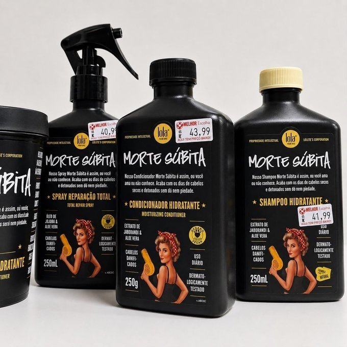 Kit Morte Súbita Lola - Shampoo 250ml + Condicionador 250g + Spray Reparação 250ml