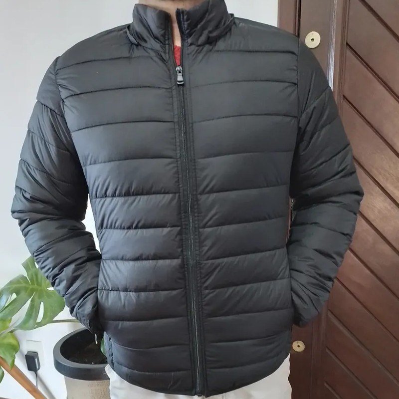Jaqueta Puffer Bobojaco Corta Vento Nylon Frio Reforçada Preto G