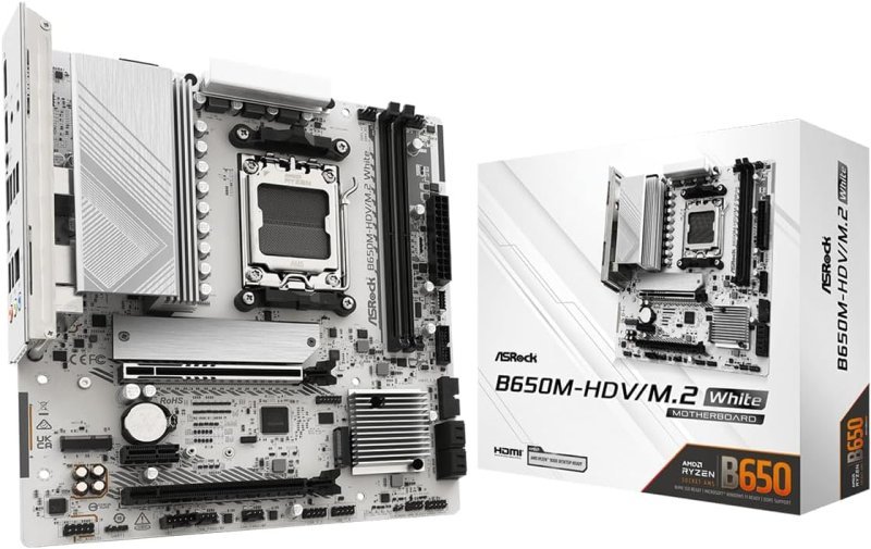 ASRock Placa-mãe B650M-HDV M.2 Micro-ATX AM5 branca