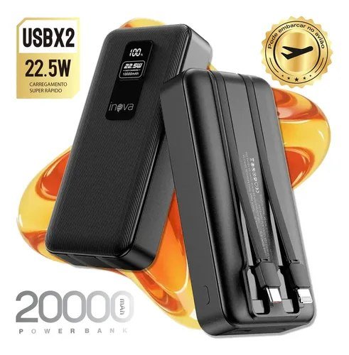 Inova Power Bank 20000mAh Carregador Portátil 22.5w Turbo Rápida