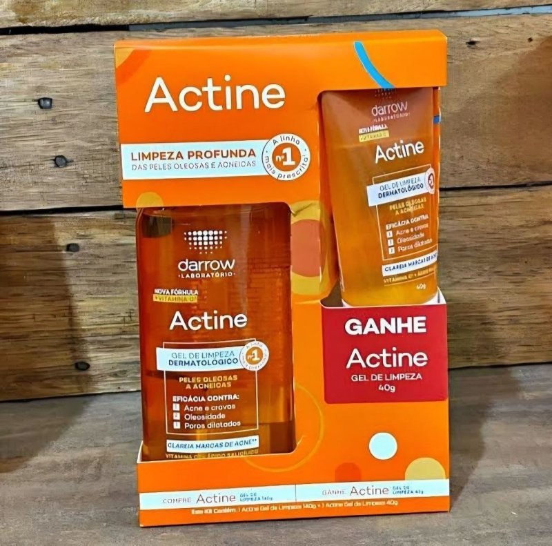 Kit Gel de Limpeza Facial Actine Pele Acneica 140g + 40g + Frete Grátis
