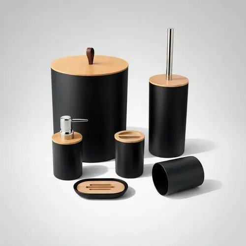 Kit Banheiro Completo 6 Peças Dona Bego Cor Preto Sayonara