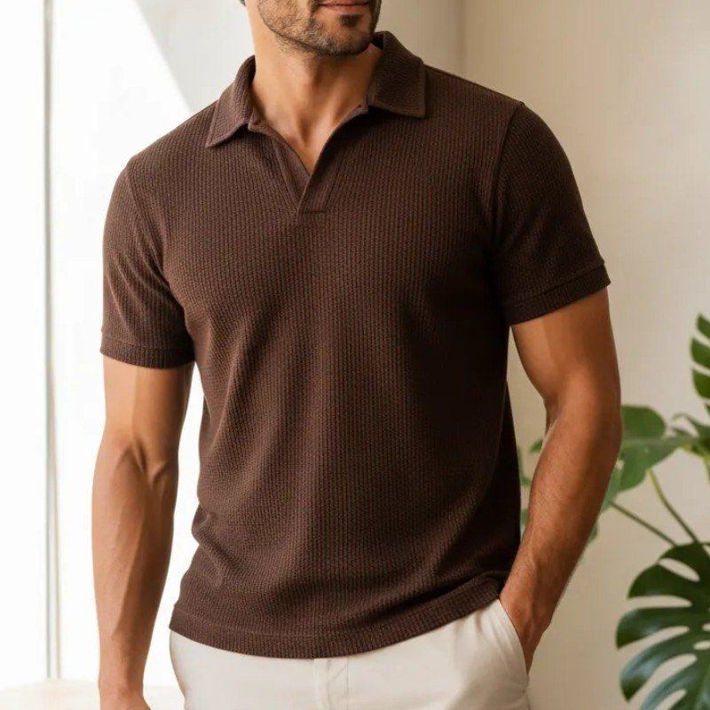 Camisa Polo Masculina Texturizada Waffle Old Money