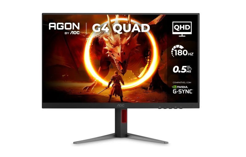 Monitor Gamer AOC AGON QUAD 27" QHD 180Hz 0,5ms IPS HDR10 Base Ajustável Q27G4F Preto