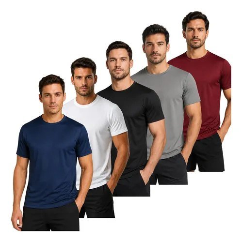 Kit 5 Camisetas Dry Fit Masculina Lisa Básica Academia Secar Multicolorido G