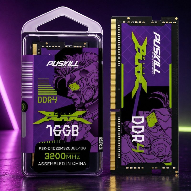 Memória RAM SODIMM Puskill Killblade DDR4 16GB 3200MHz para Notebook Gamer + Frete Grátis