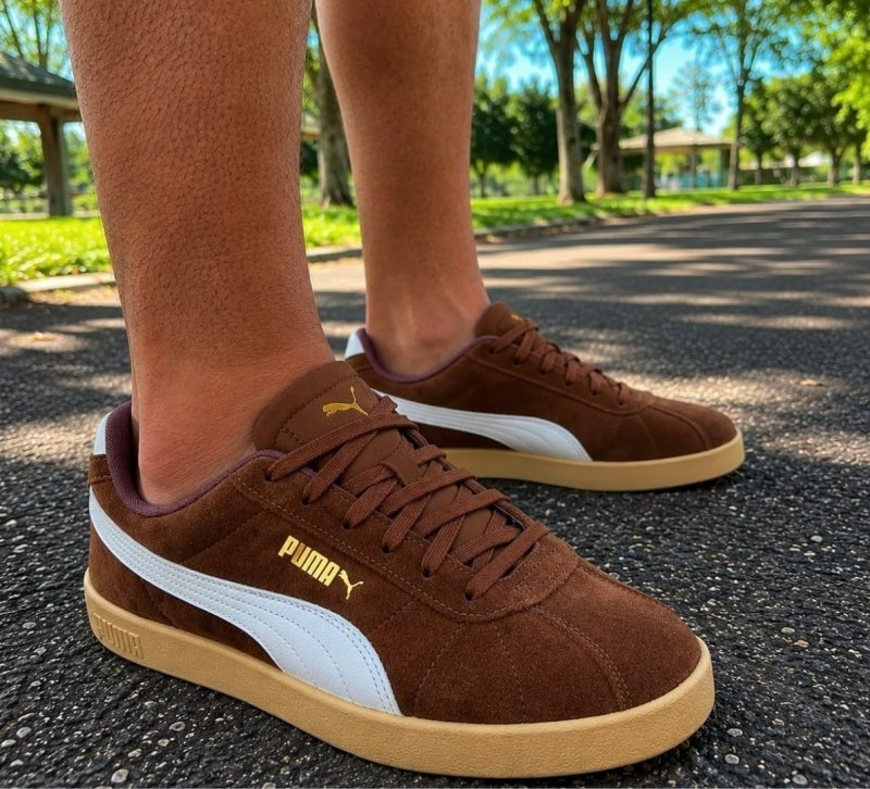 Tênis Masculino Club Ii Puma Flat Bronze-puma White-puma Gold Lisa