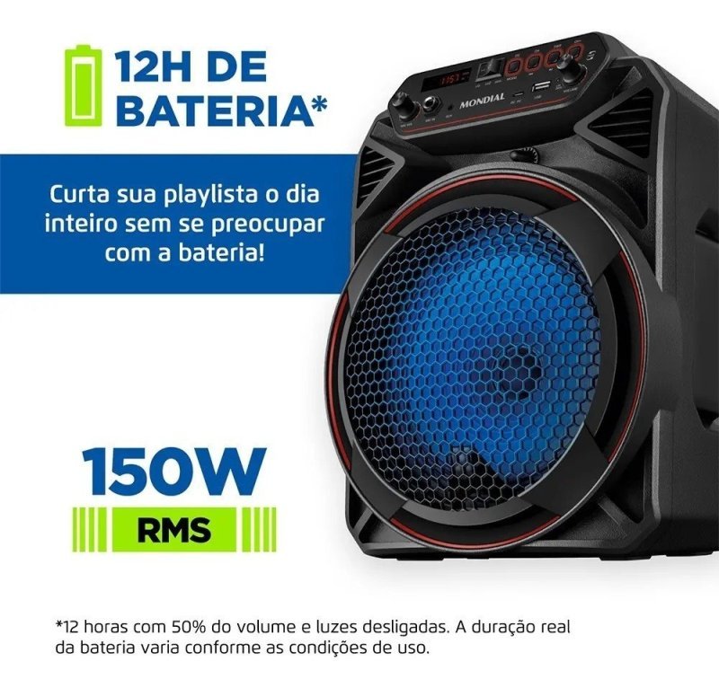 Caixa De Som Mondial Cm-150 Amplificada Connect Party Plus