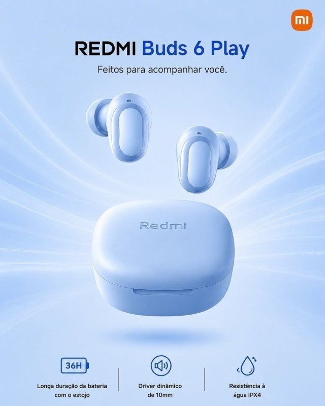 Xiaomi Redmi Buds 6 Play, cor Azul