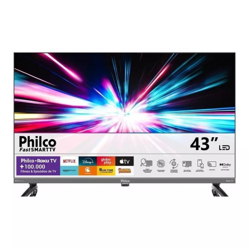 Smart Tv 43" Philco Qled HDR10 Roku Tv P43KRB