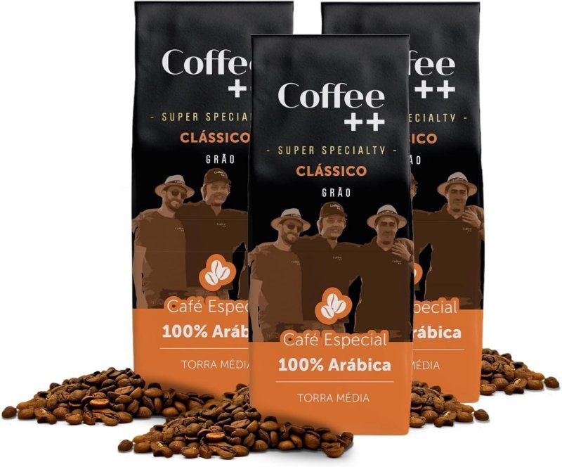 Coffee Mais │Café Super Especial em Grãos │ Clássico │100% Arábica │Torra Média │Pack 3 unidades de 250g