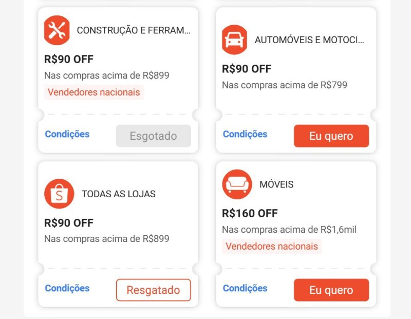 CUPONS DE ATÉ R$90 OFF DA SHOPEE