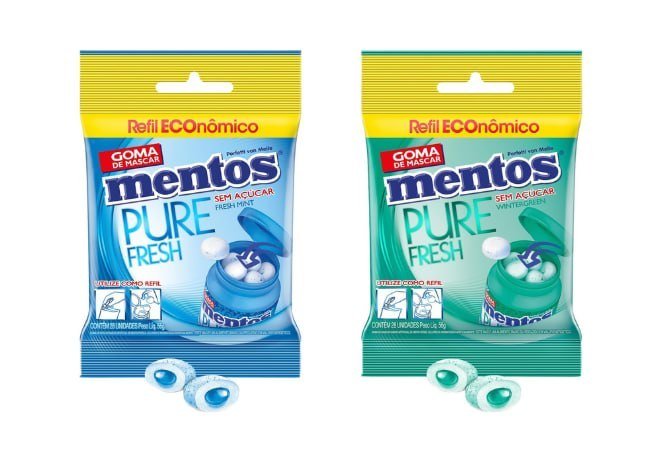 Refil 28 un. Gomas de Mascar Mentos Sem Açúcar 56g