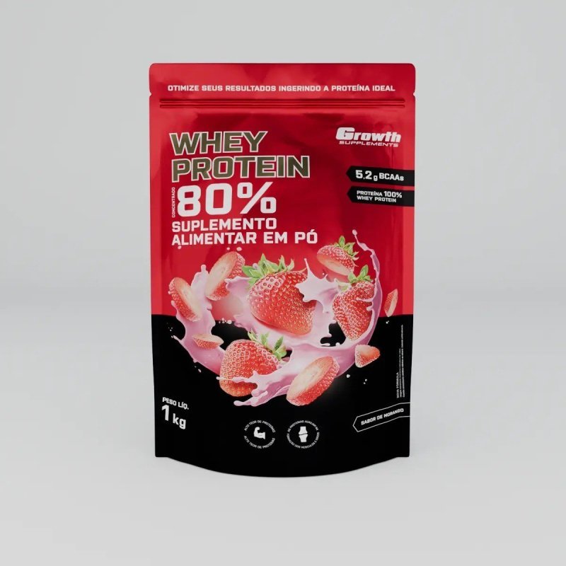 Whey Protein Concentrado 1kg Growth Supplements - Morango