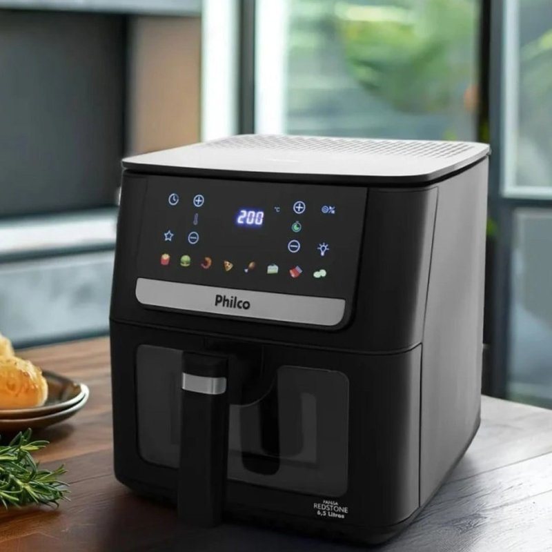 Air Fryer Philco 6,5L Visor Glass e Redstone 1700W PAF65A + Frete Grátis