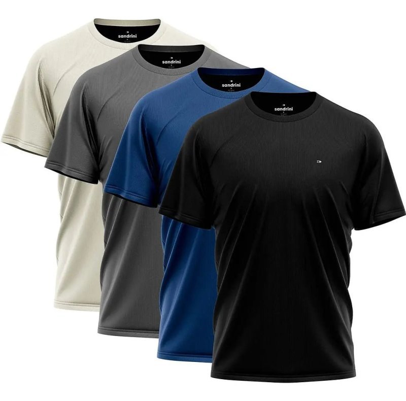 Kit 4 Camisetas Dry-Fit Sandrini Masculina – Academia e Caminhada