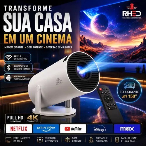Projetor Smart Portátil Full HD 4K Android 11