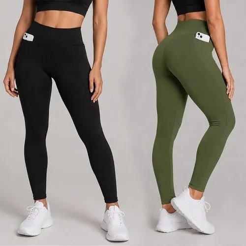 Kit 2 Calças Legging Feminina Grossa Cintura Alta Com Bolso