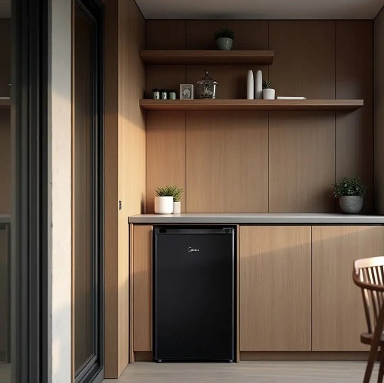 Frigobar 124 Litros Black Edition Inverter Bivolt Midea Preto