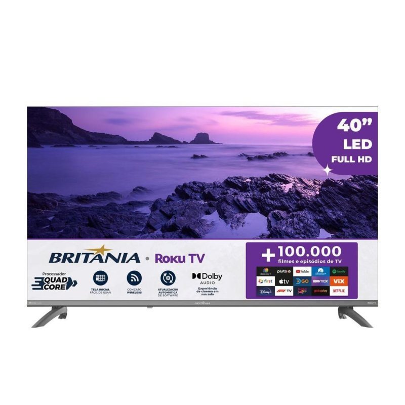 Smart TV 40" Britânia Roku TV HDR10 Dolby Audio B40CRA