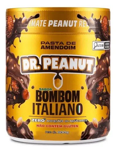 Pasta de Amendoim Dr. Peanut Gourmet com Whey Protein Sabor Bombom Italiano 600g