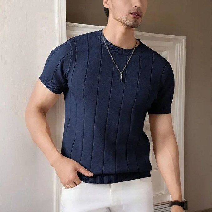Camiseta Canelada Manga Curta Tricot + Frete Grátis