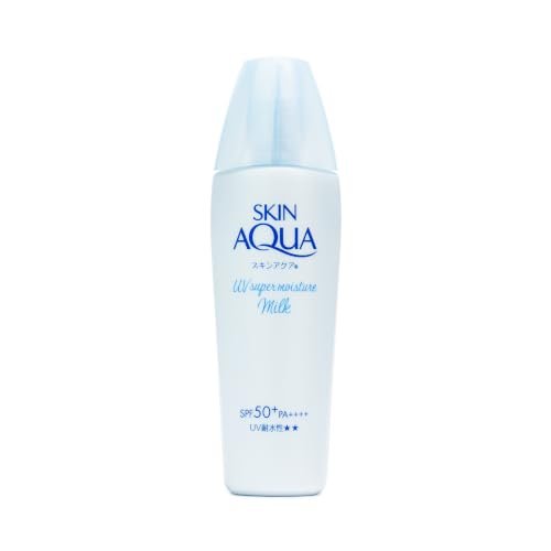 SKIN AQUA® Super Moisture Milk 40g - Protetor Solar Facial sem cor FPS50 com Ácido Hialurônico e Textura Leve