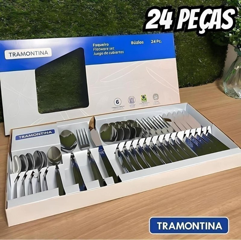 Faqueiro em Aço Inox Búzios com 24 Peças Tramontina