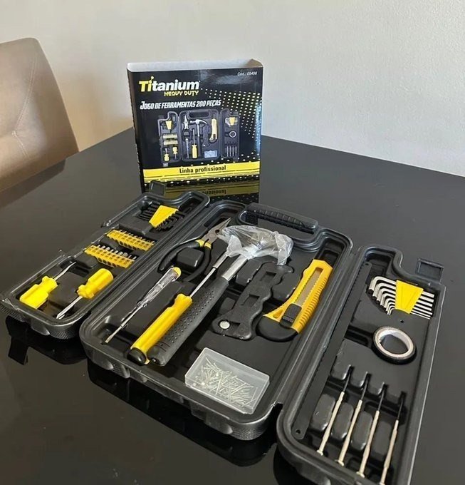 Jogo de Ferramentas 200 Peças com Chaves de Precisão e Allen Kit com Maleta Resistente - Titanium Platina
