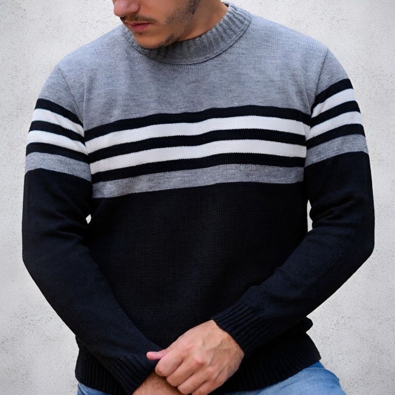 Suéter Blusa De Tricot Masculino Listrado Blusa Lã Masculina + Frete Grátis