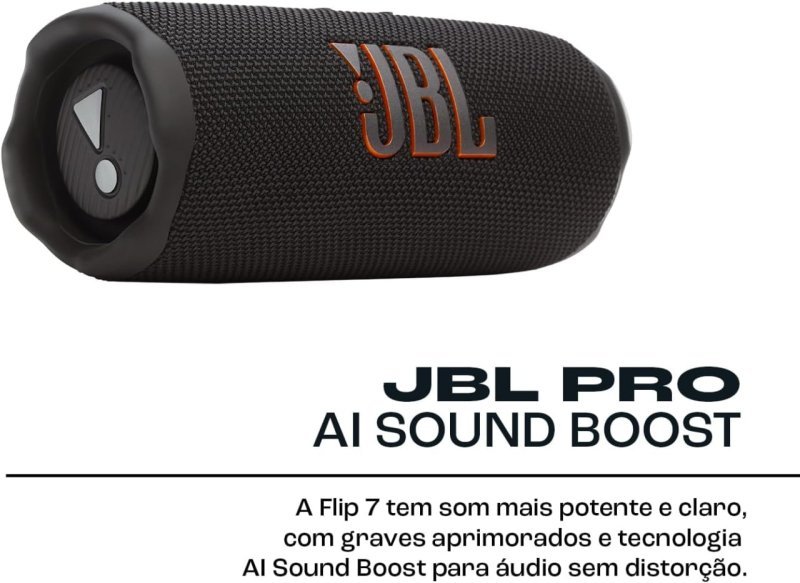 JBL Flip 7 - Bluetooth Portátil - À Prova D'água, Bateria 16h, 25W - Preto