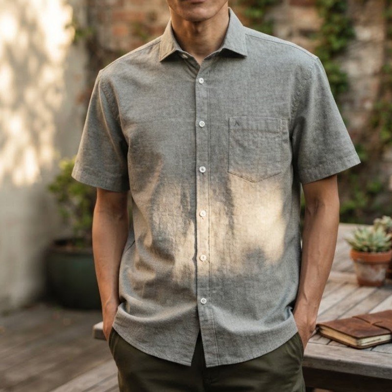 Camisa Aramis Manga Curta Algodão Verde Medio