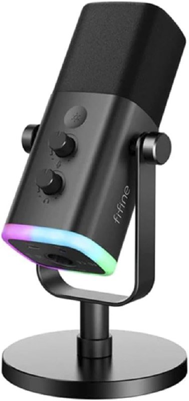 Microfone Gamer Fifine Ampligame Am8, Usb, Rgb, Black