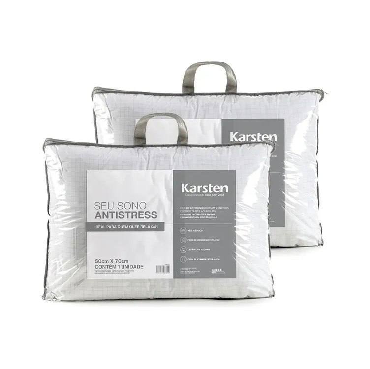 Karsten Kit 2 Peças Travesseiro Seu Sono Revigorante Suporte firme Percal 180 Fios