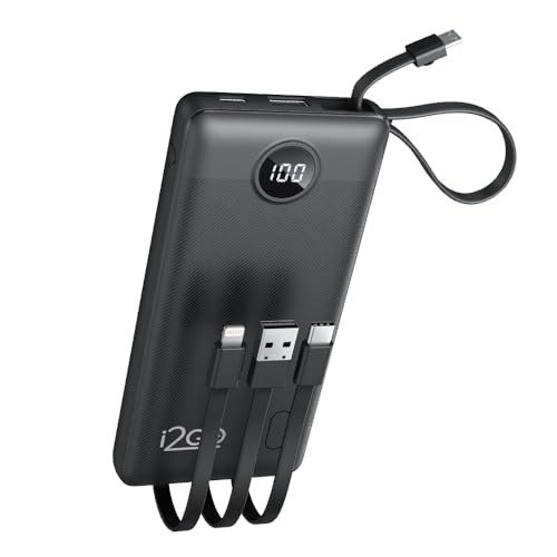 Carregador Portátil I2GO, 10000mAh, 4 em 1 Com Cabos Acoplados