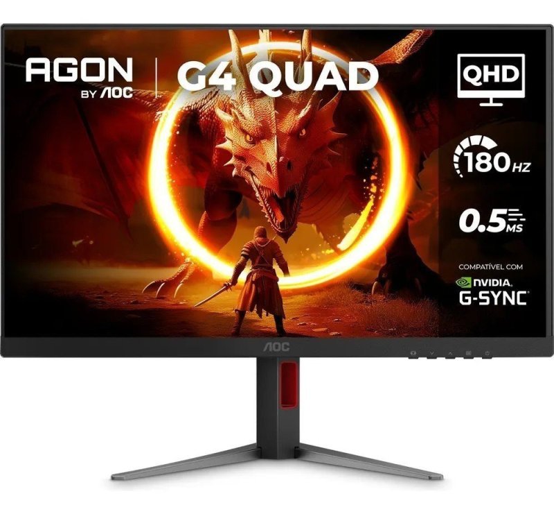Monitor Gamer AOC Agon Quad 27" QHD 180Hz 0,5ms IPS HDR10 Base Ajustável Q27g4f
