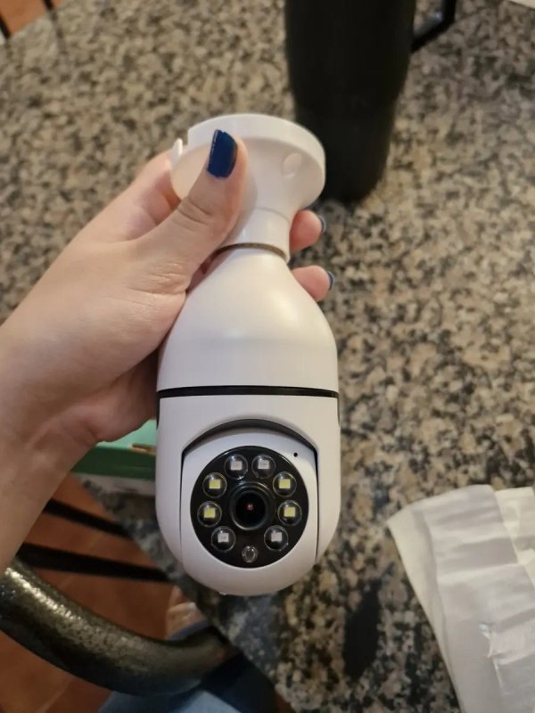 Câmera Lâmpada Segurança WiFi IP 360 Full HD Visão Noturna Cor Branco