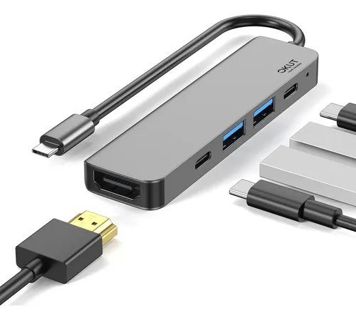 Okut Hub Usb-c Tipo C Dock Thunderbolt Hdmi 4k Usb 3.0 Cinza