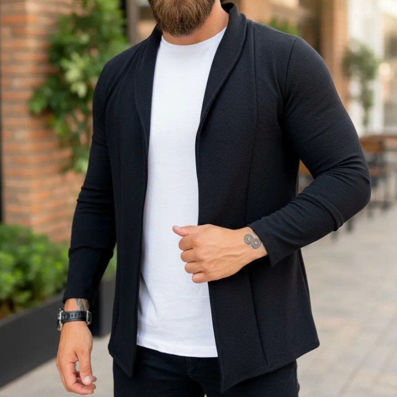 Cardigan Masculino Slim Fit Casual Casaco Sueter Manga Longa (P ao GG)