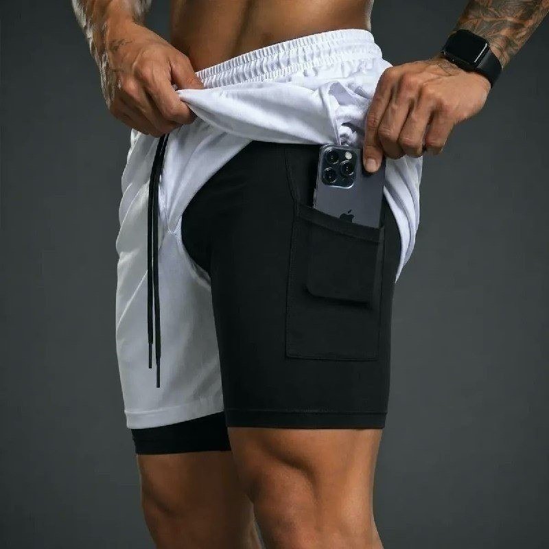 Kit 4 Shorts 2 Em 1 Duplo Dryfit Masculino Compressão Térmica