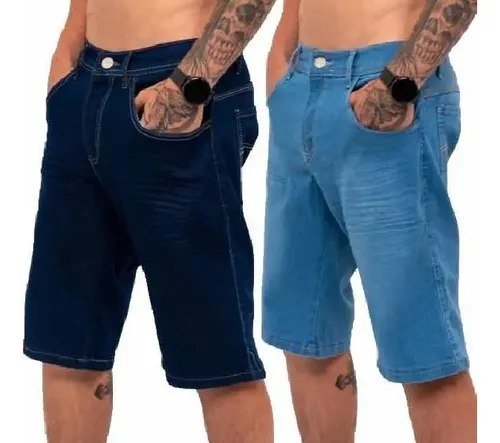 Kit 2 Bermudas Masculinas Jeans C Lycra Slim Fit