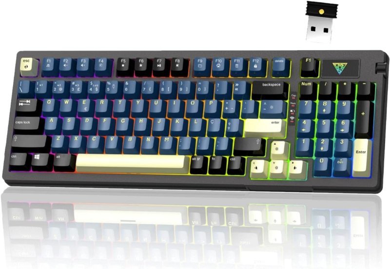 Hivento Teclado Mecânico, 2.4GHz/USB-C/BT5.0
