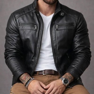 Jaqueta De Couro Masculino Slim Resistente (P ao EGG)