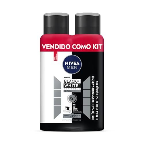 Kit NIVEA Desodorante Aerosol Men Black&White Invisible - 2 unidades