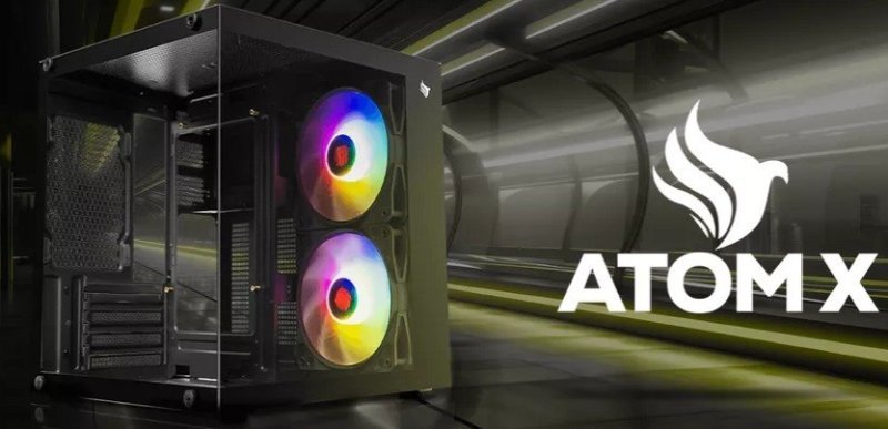 Gabinete Gamer Aquário Pichau Atom X, Mini-Tower, Lateral de Vidro, Com 2 Fans, Preto, PG-ATOMX-BK
