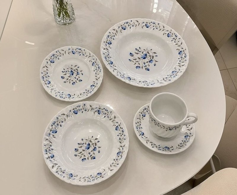 Aparelho De Jantar 20 Peças Vidro Opaline Para Mesa Posta