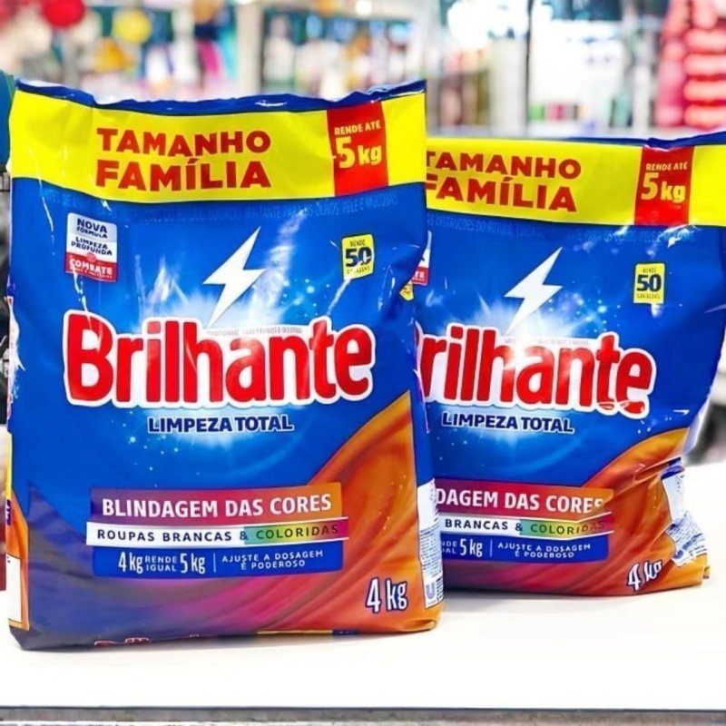 Brilhante Lava-Roupas Em Pó Limpeza Total Pacote Tamanho Família 4 Kg